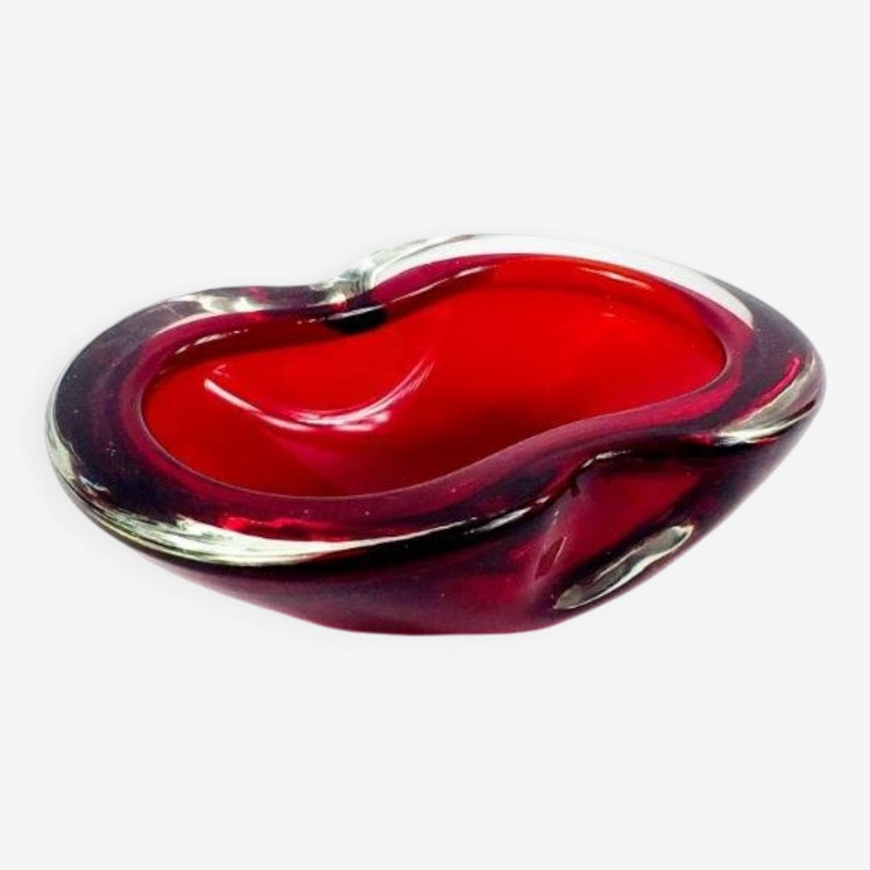 Bowl Sommerso Murano, red transparent, glass crystal, Italy, 1970s. - 296061