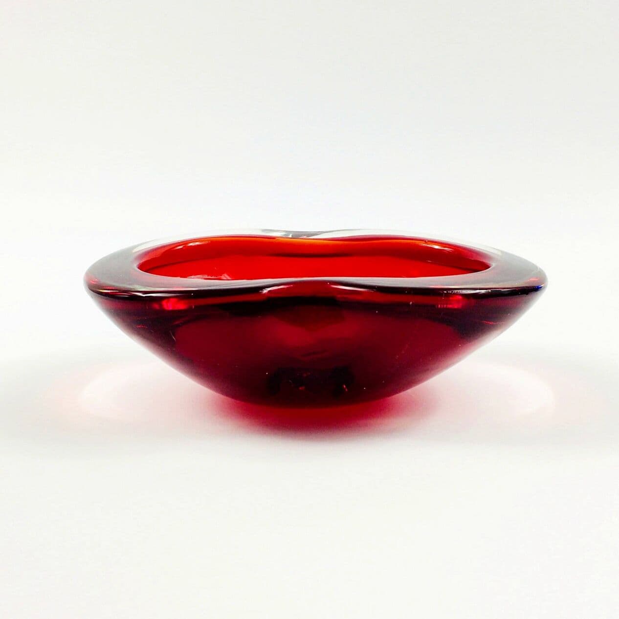 Bowl Sommerso Murano, red transparent, glass crystal, Italy, 1970s. - 296055