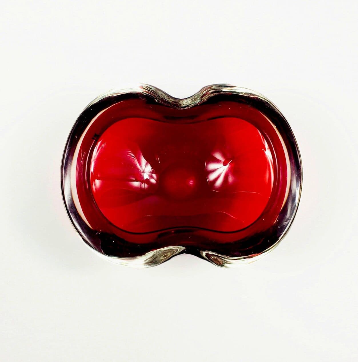 Bowl Sommerso Murano, red transparent, glass crystal, Italy, 1970s. - 296057