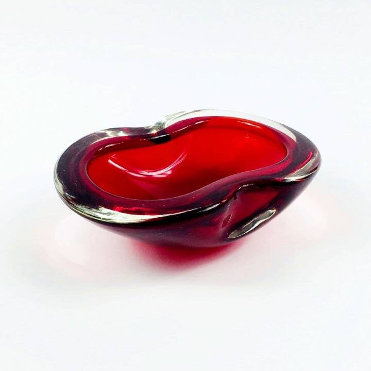 Bowl Sommerso Murano, red transparent, glass crystal, Italy, 1970s. - 296060