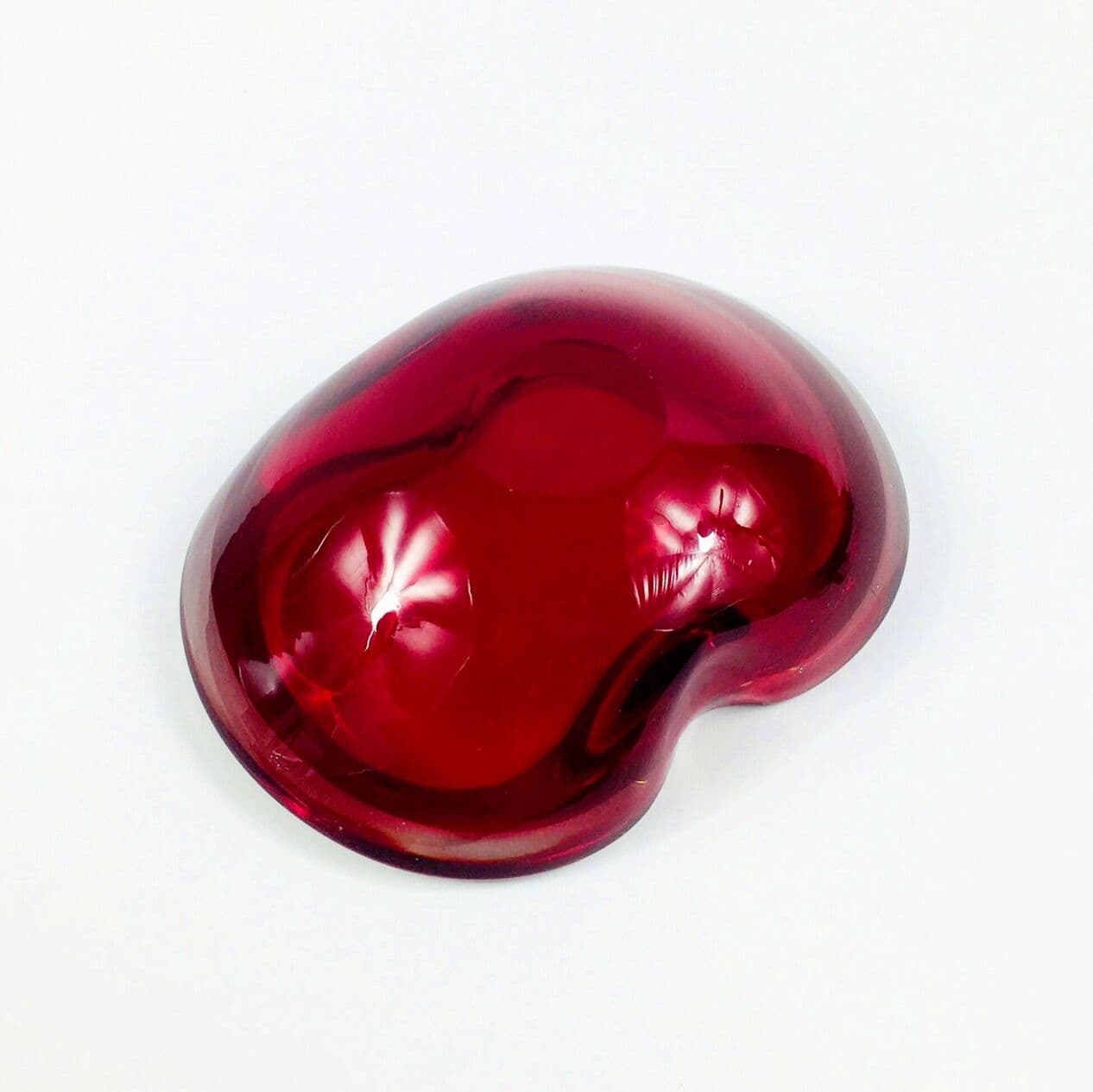 Bowl Sommerso Murano, red transparent, glass crystal, Italy, 1970s. - 296058