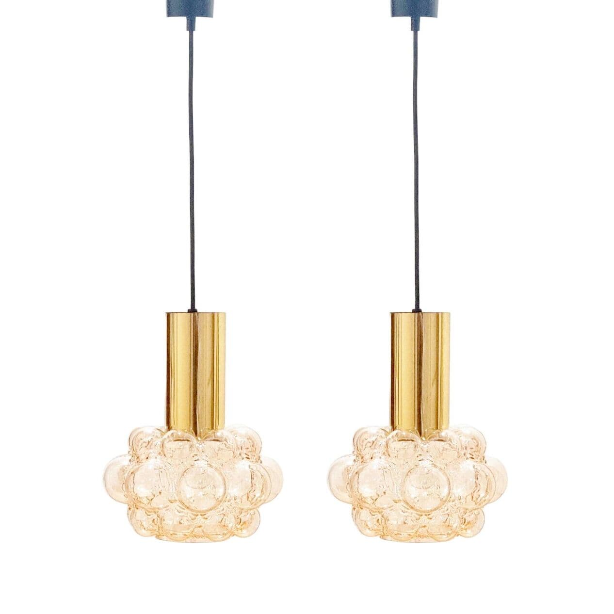 Lampa sufitowa Bubble, szkło złociste, mosiądz, proj. H. Tynell, Limburg, Niemcy, lata 60. - 296042