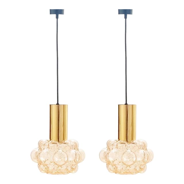 Lampa sufitowa Bubble, szkło złociste, mosiądz, proj. H. Tynell, Limburg, Niemcy, lata 60. - WYMIARY