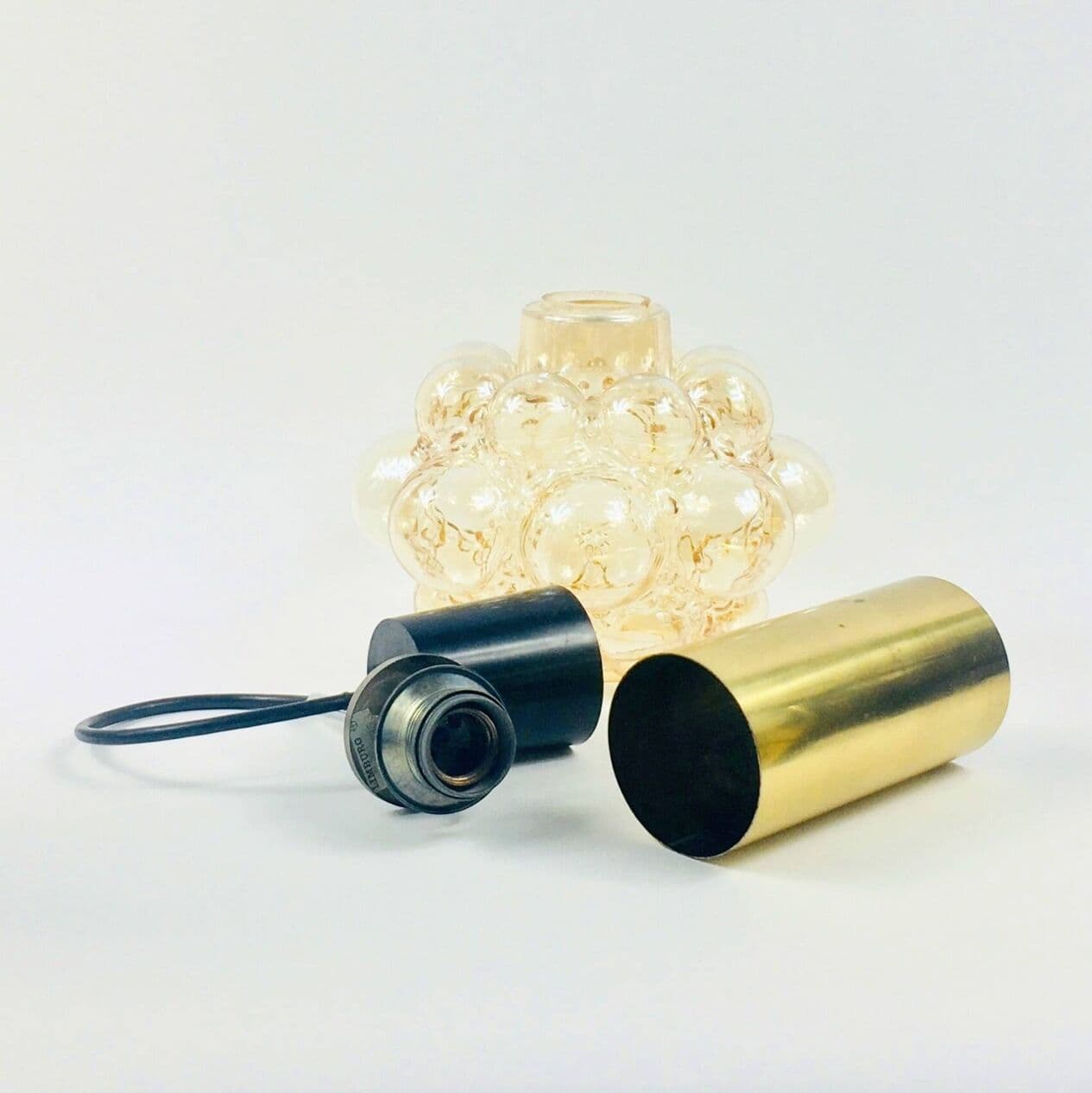 Lampa sufitowa Bubble, szkło złociste, mosiądz, proj. H. Tynell, Limburg, Niemcy, lata 60. - 296039