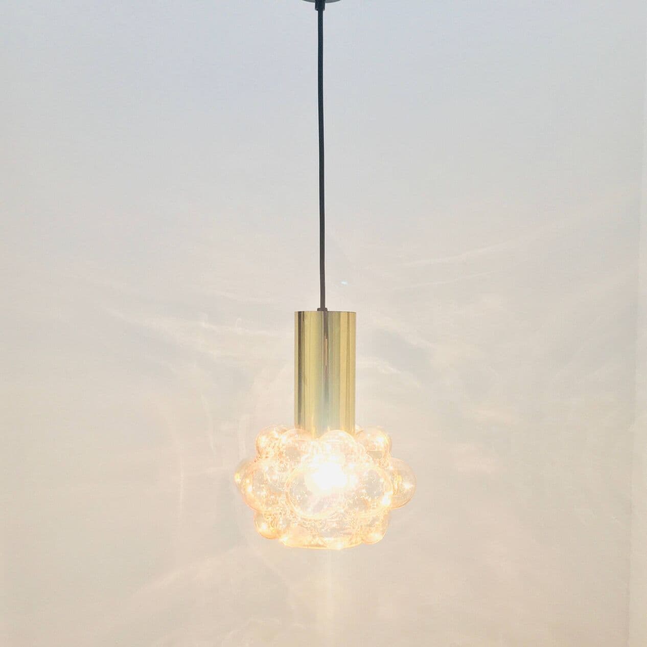 Lampa sufitowa Bubble, szkło złociste, mosiądz, proj. H. Tynell, Limburg, Niemcy, lata 60. - 296037