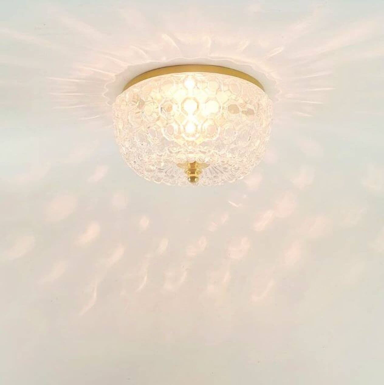 Lampa sufitowa Bubble, szkło transparentne, mosiądz złoty, proj. H. Tynell, Limburg, Niemcy, lata 60. - 295995