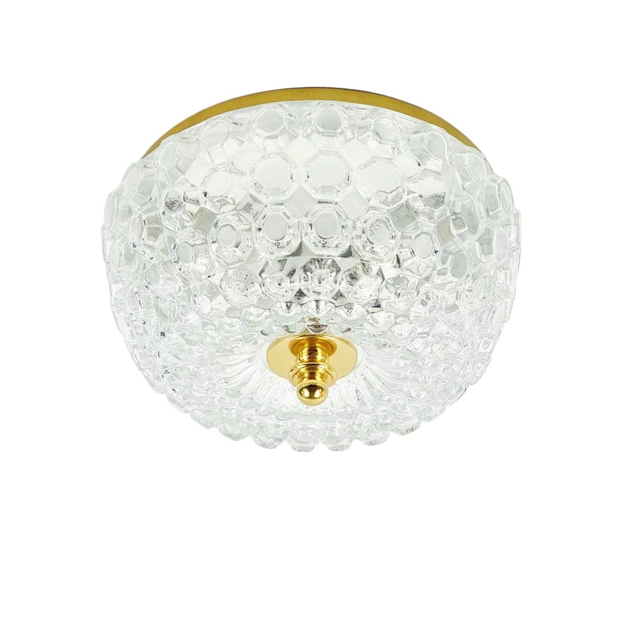 Lampa sufitowa Bubble, szkło transparentne, mosiądz złoty, proj. H. Tynell, Limburg, Niemcy, lata 60. - 296000