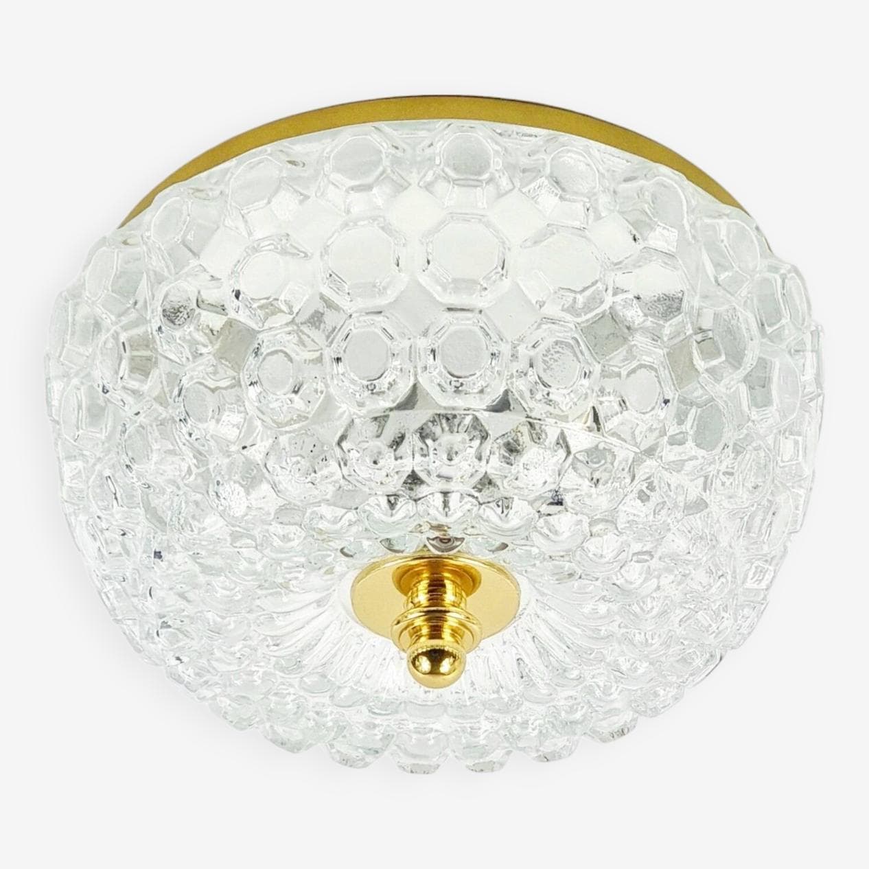 Lampa sufitowa Bubble, szkło transparentne, mosiądz złoty, proj. H. Tynell, Limburg, Niemcy, lata 60. - 295992