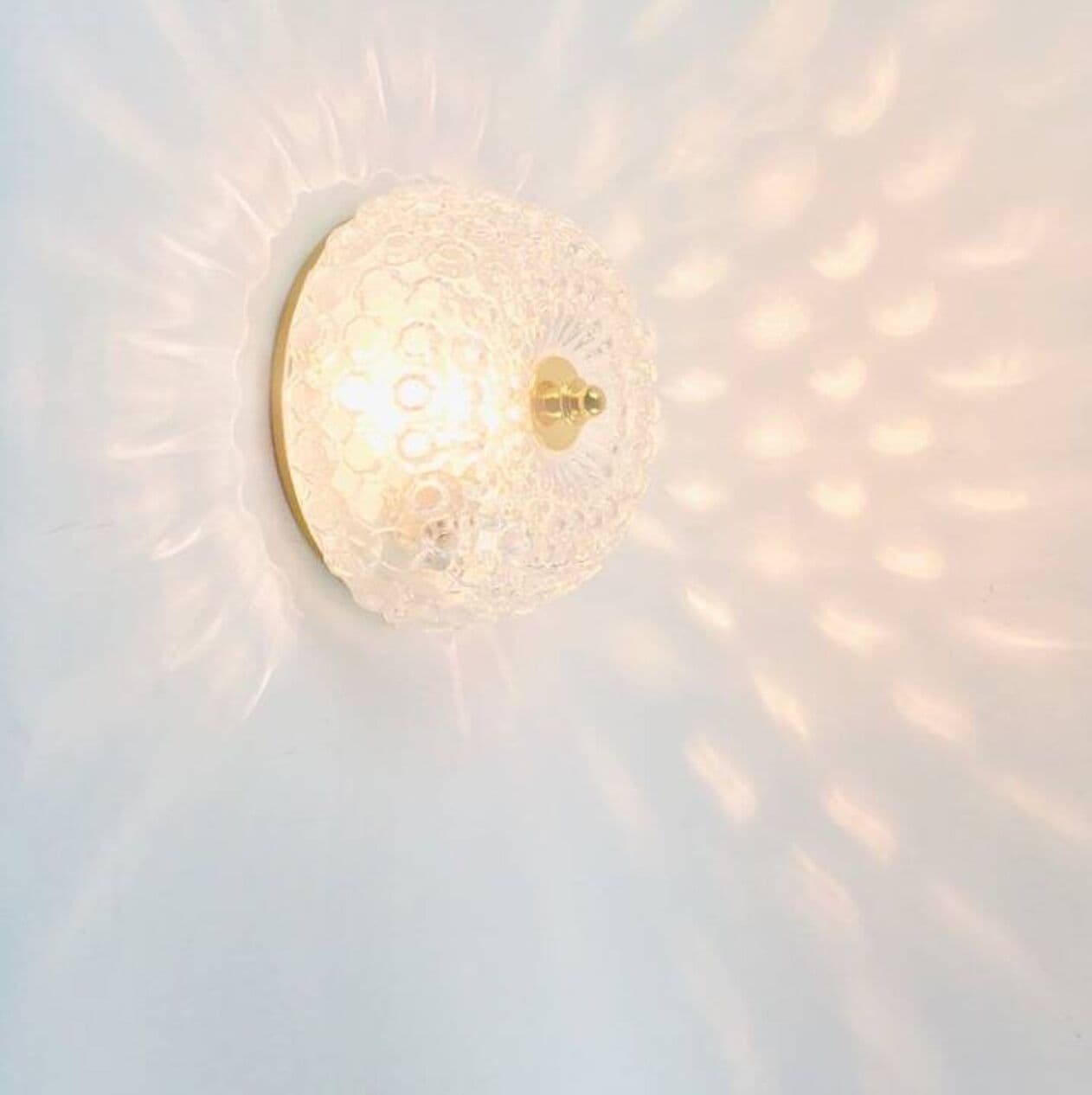 Lampa sufitowa Bubble, szkło transparentne, mosiądz złoty, proj. H. Tynell, Limburg, Niemcy, lata 60. - 295997