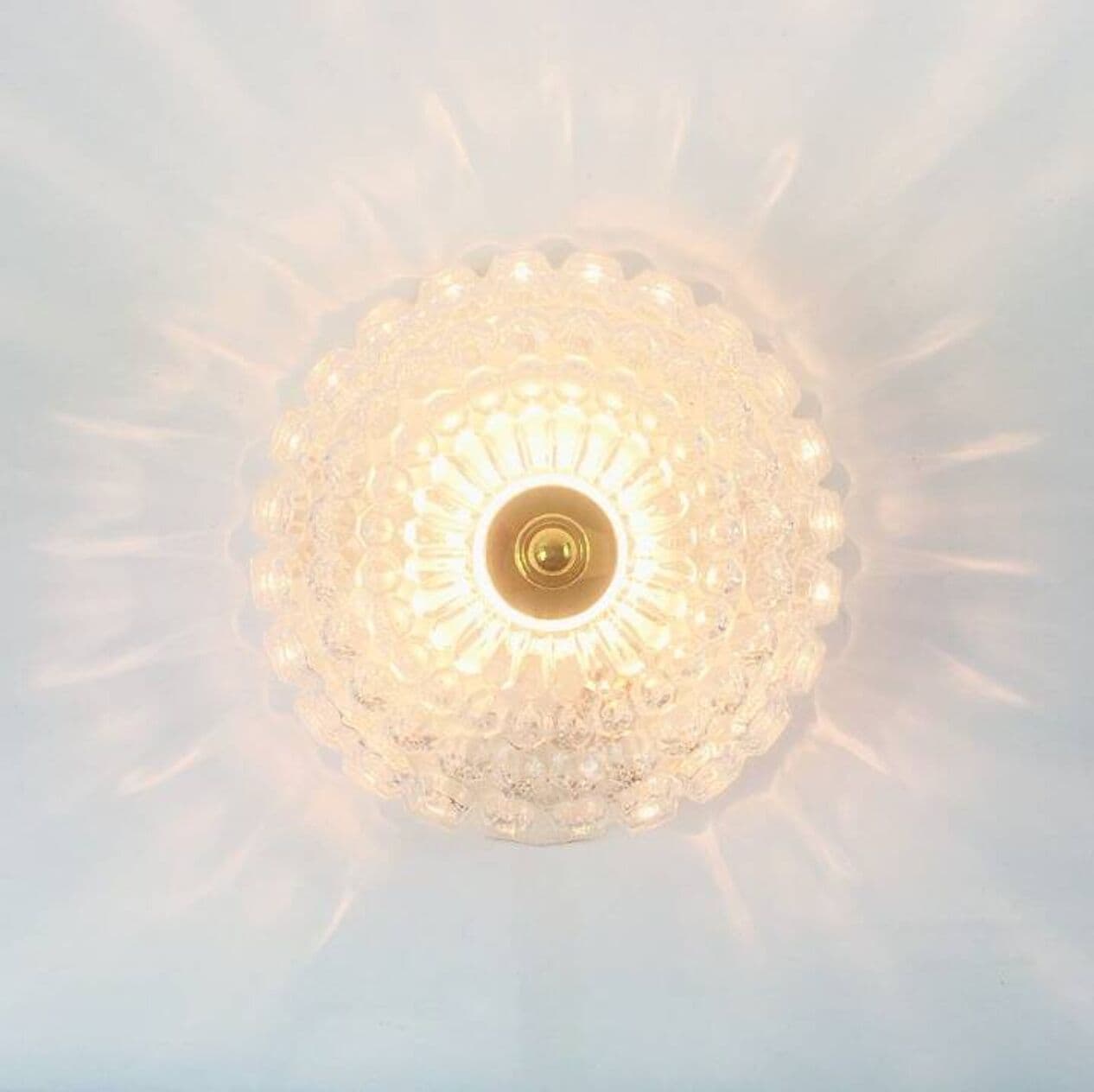 Lampa sufitowa Bubble, szkło transparentne, mosiądz złoty, proj. H. Tynell, Limburg, Niemcy, lata 60. - 295996