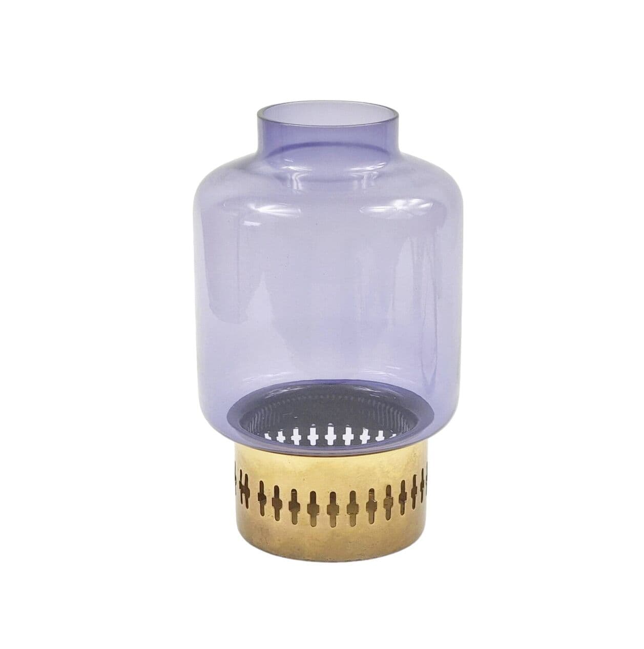 Świecznik, szkło fioletowe, mosiądz, proj. H.-A. Jakobsson, Szwecja, lata 60. - 295989