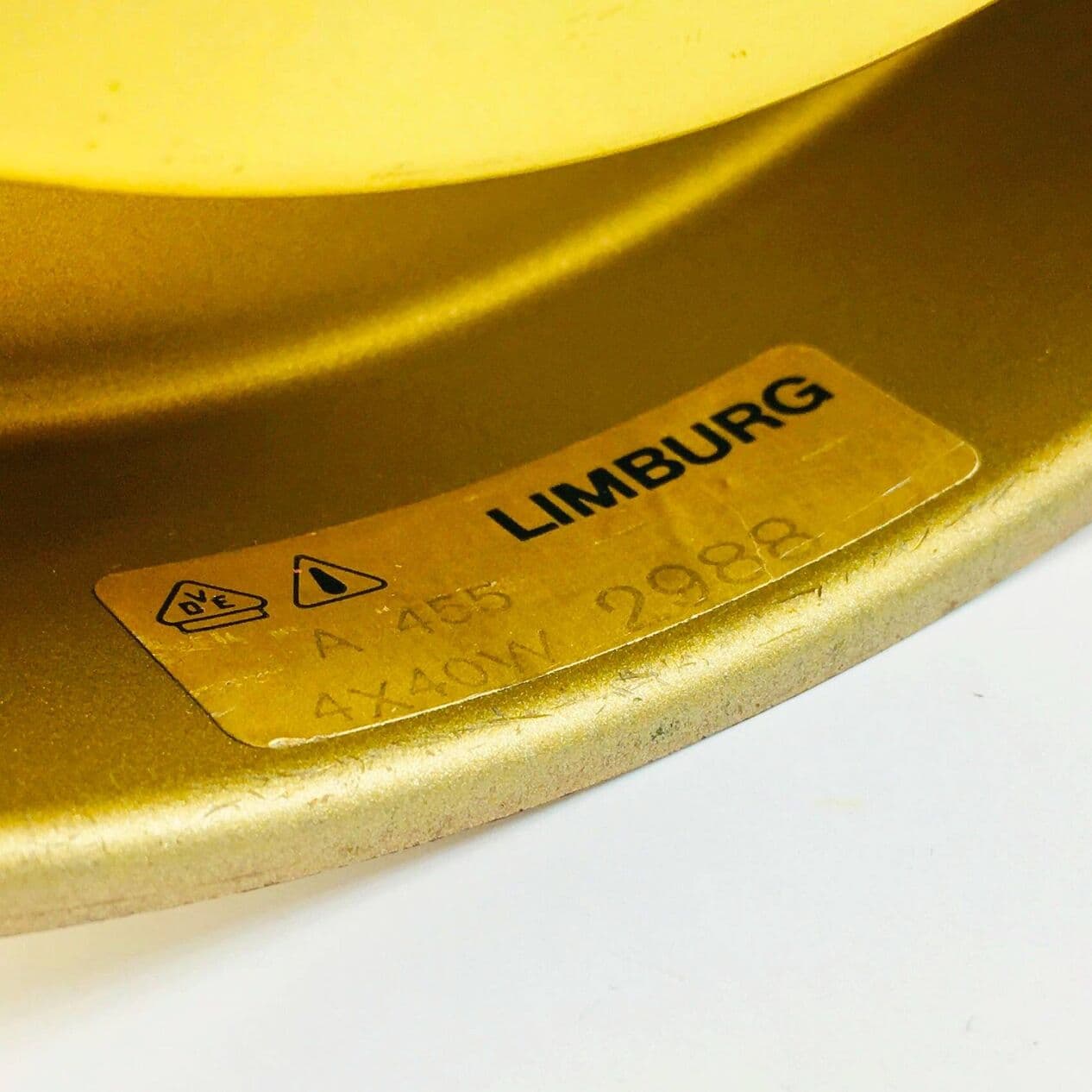 Lampa sufitowa grzybek, szkło bursztynowe, mosiądz złoty, Niemcy, lata 70. - 295923