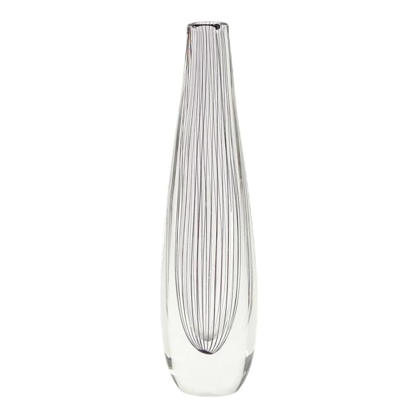 Wazon, czarny fioletowy transparentny, szkło kryształ, proj. V. Lindstrand, Szwecja, lata 60.