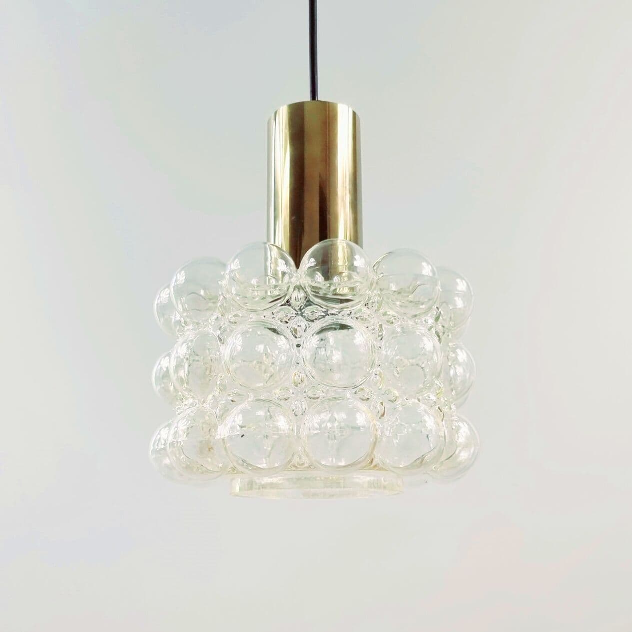 Lampa wisząca Bubble, szkło złote transparentne, mosiądz, proj. H. Tynell, Limburg, Niemcy, lata 60. - 295884