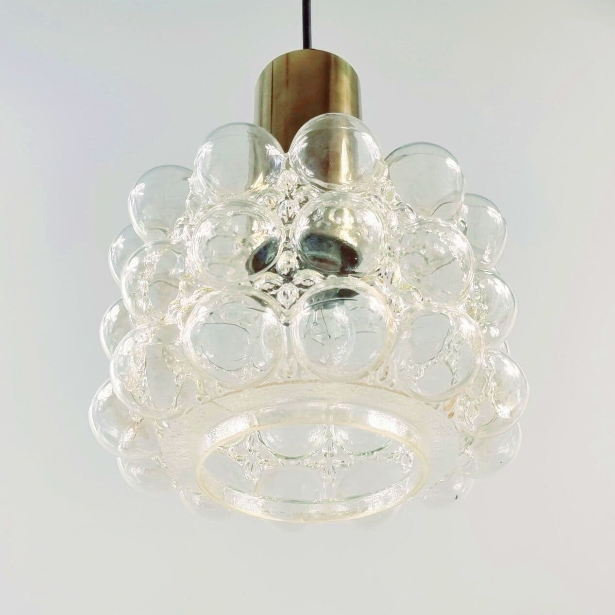 Lampa wisząca Bubble, szkło złote transparentne, mosiądz, proj. H. Tynell, Limburg, Niemcy, lata 60. - 295886