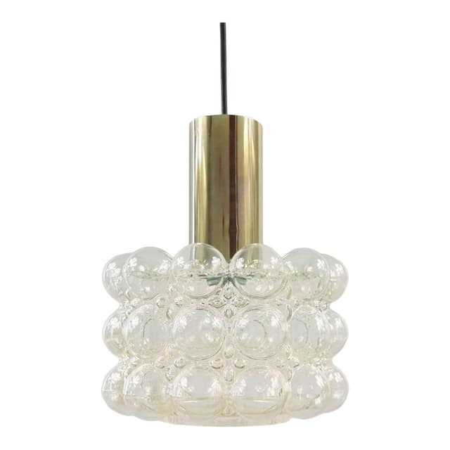 Lampa wisząca Bubble, szkło złote transparentne, mosiądz, proj. H. Tynell, Limburg, Niemcy, lata 60. - WYMIARY