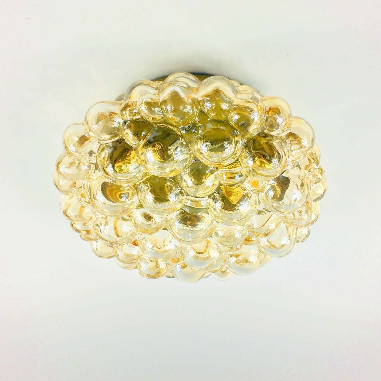 Lampa sufitowa Bubble, szkło złote, proj. H. Tynell, Niemcy, lata 70. - 295861