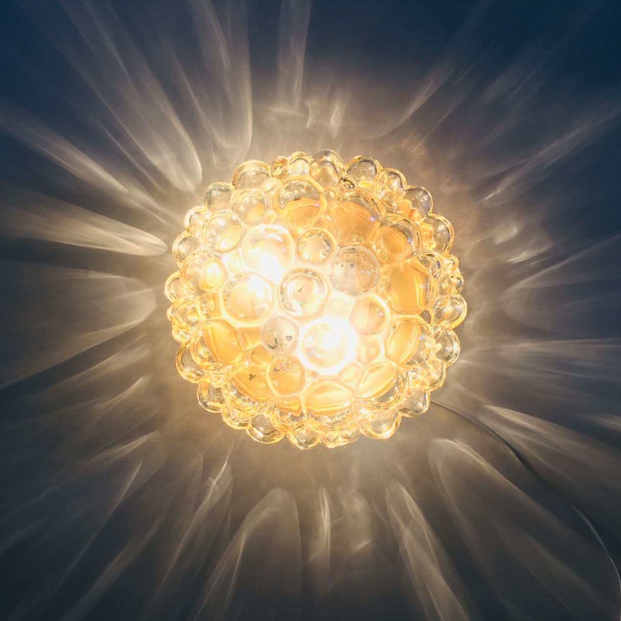 Lampa sufitowa Bubble, szkło złote, proj. H. Tynell, Niemcy, lata 70. - 295866
