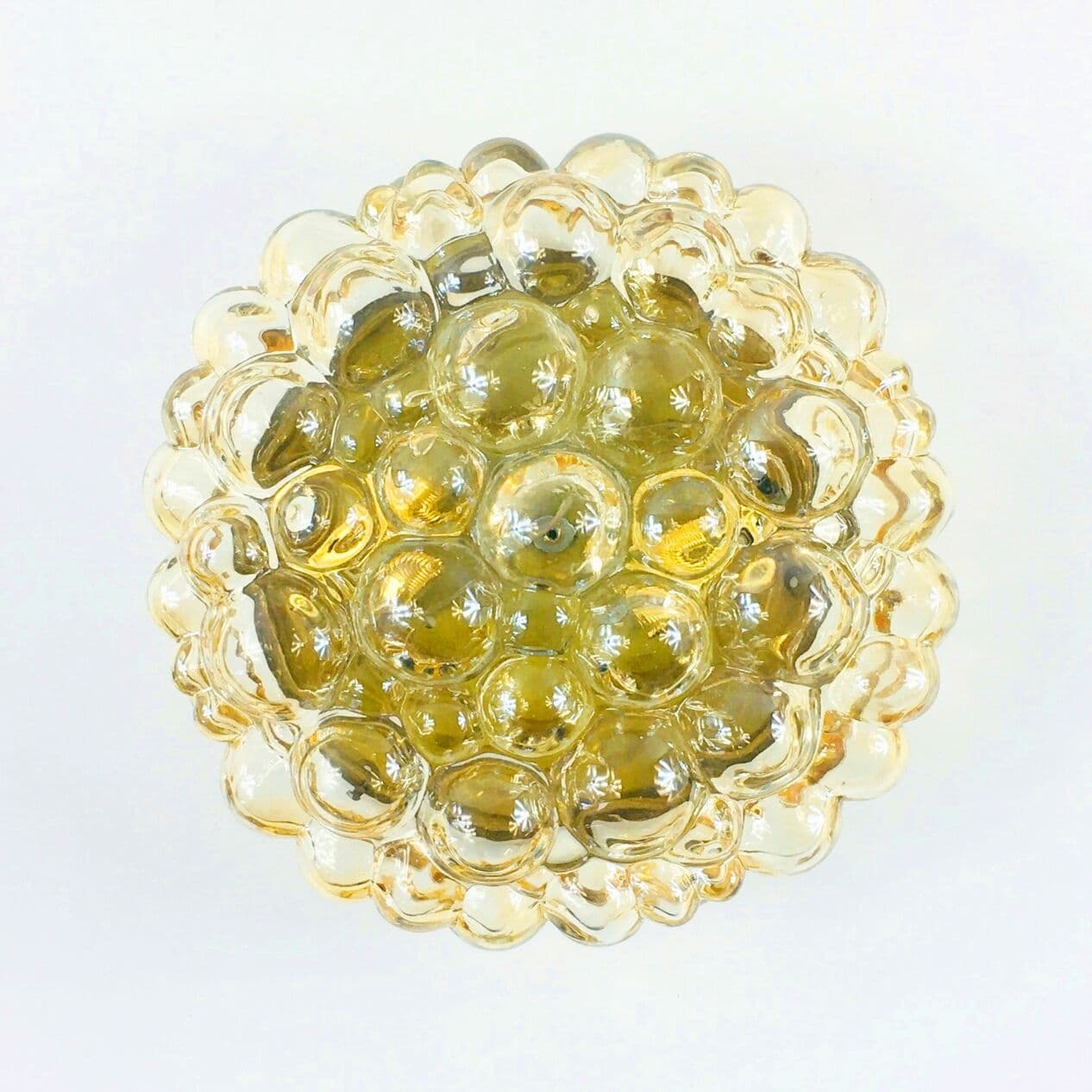 Lampa sufitowa Bubble, szkło złote, proj. H. Tynell, Niemcy, lata 70. - 295862