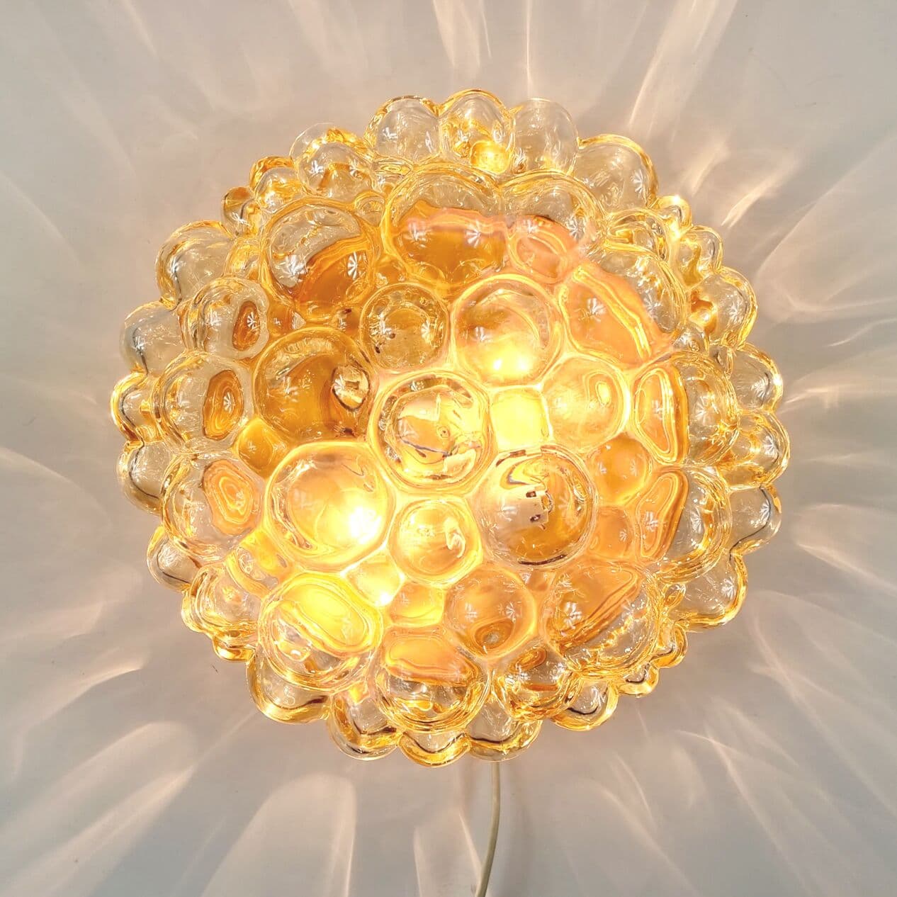 Lampa sufitowa Bubble, szkło złote, proj. H. Tynell, Niemcy, lata 70. - 295865