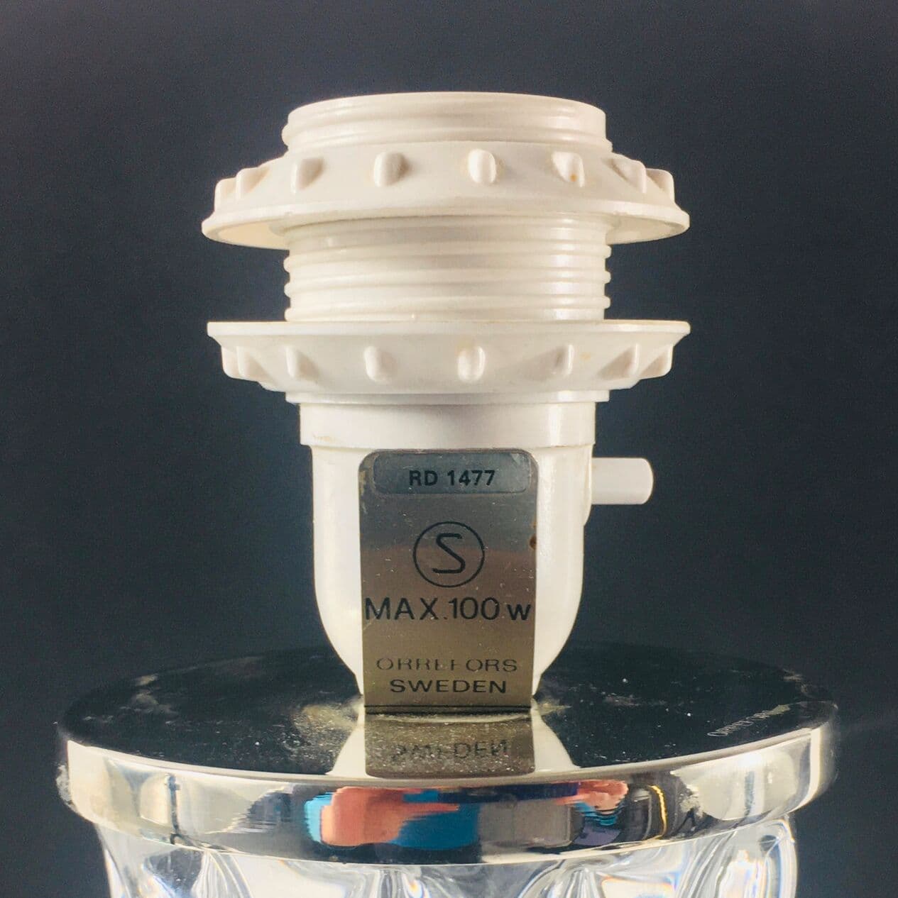 Para lamp stołowych, model RD 1477, szkło kryształowe transparentne, chrom, proj. C. Fagerlund, Orrefors, Szwecja, lata 60. - 295826