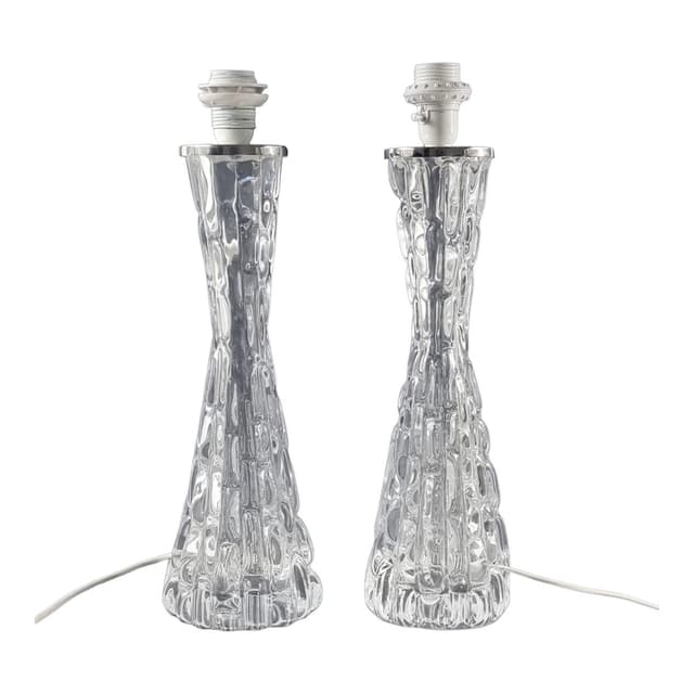 Para lamp stołowych, model RD 1477, szkło kryształowe transparentne, chrom, proj. C. Fagerlund, Orrefors, Szwecja, lata 60. - WYMIARY
