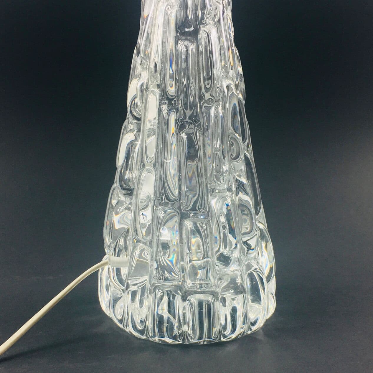 Para lamp stołowych, model RD 1477, szkło kryształowe transparentne, chrom, proj. C. Fagerlund, Orrefors, Szwecja, lata 60. - 295825