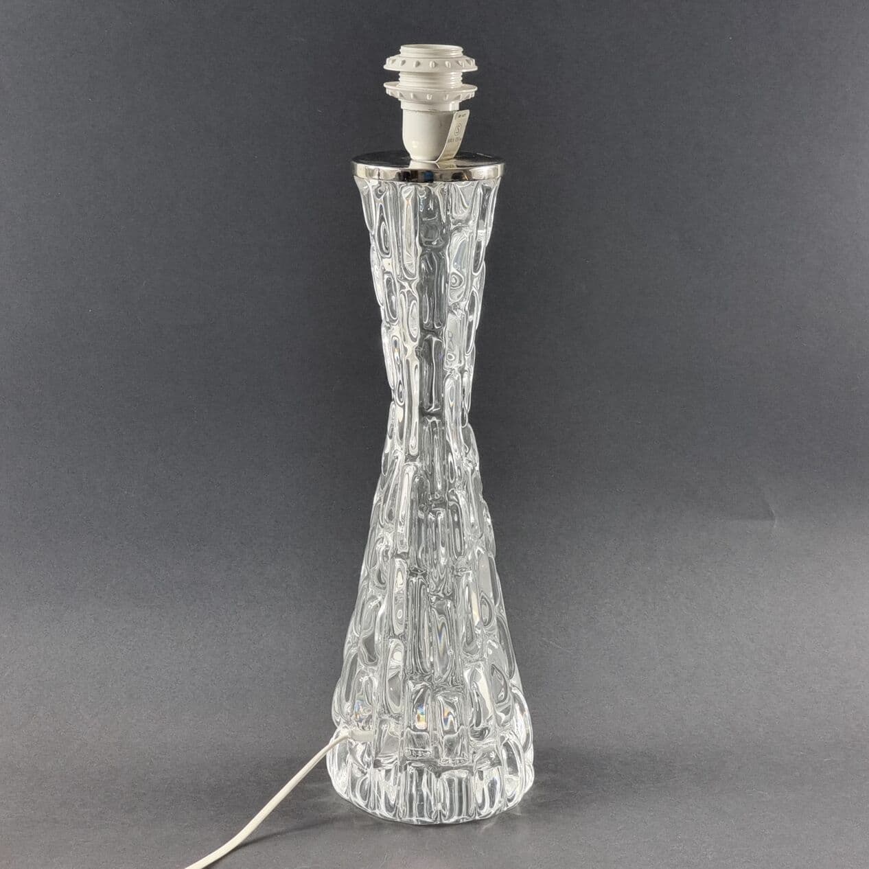 Para lamp stołowych, model RD 1477, szkło kryształowe transparentne, chrom, proj. C. Fagerlund, Orrefors, Szwecja, lata 60. - 295824