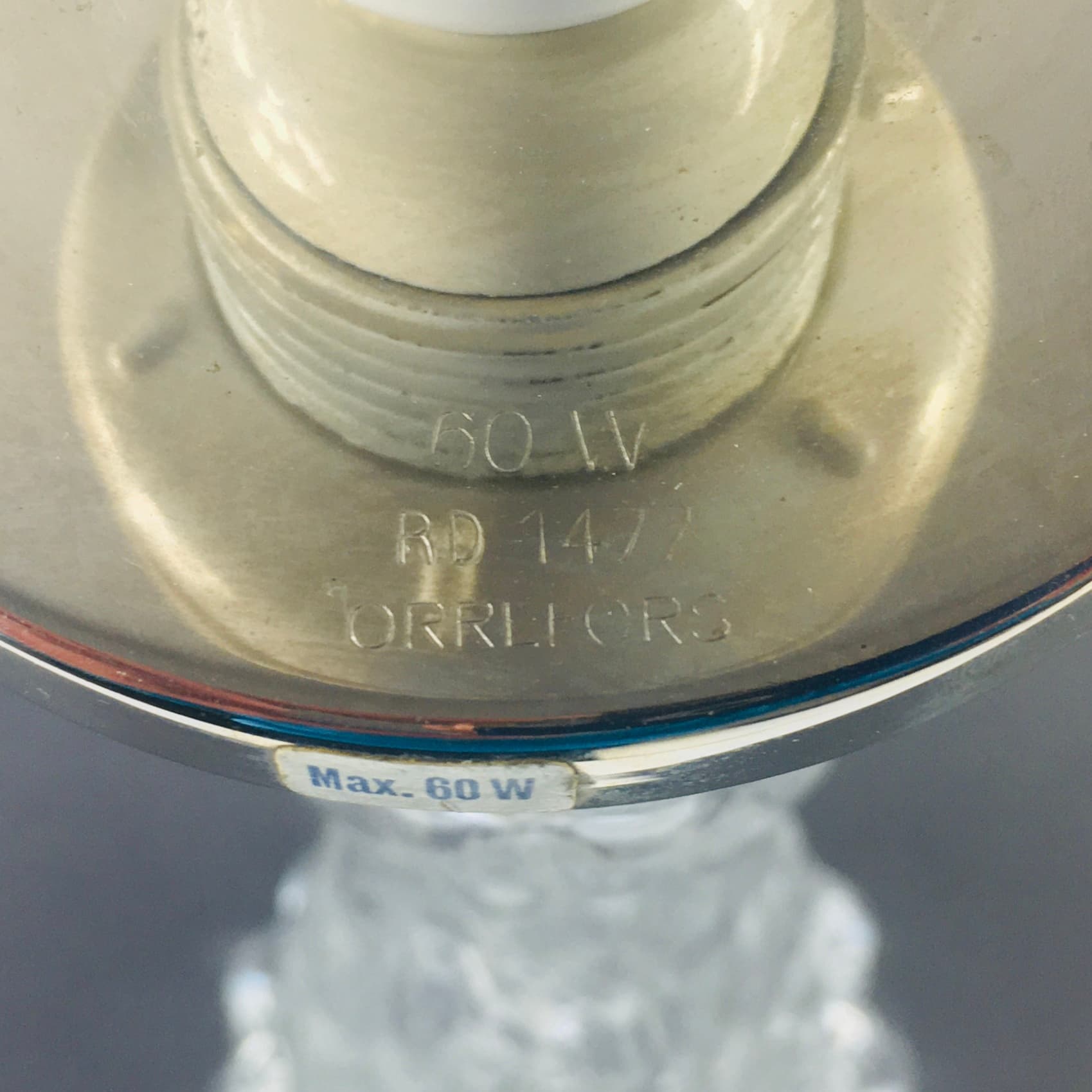 Para lamp stołowych, model RD 1477, szkło kryształowe transparentne, chrom, proj. C. Fagerlund, Orrefors, Szwecja, lata 60. - 299508