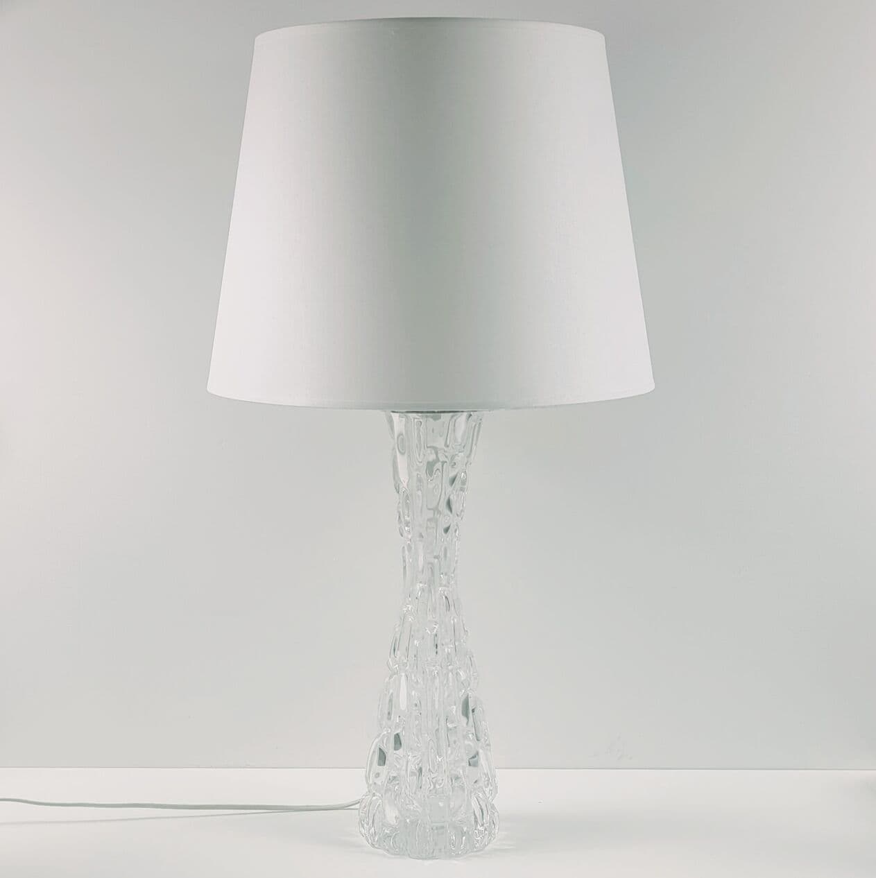 Para lamp stołowych, model RD 1477, szkło kryształowe transparentne, chrom, proj. C. Fagerlund, Orrefors, Szwecja, lata 60. - 295821