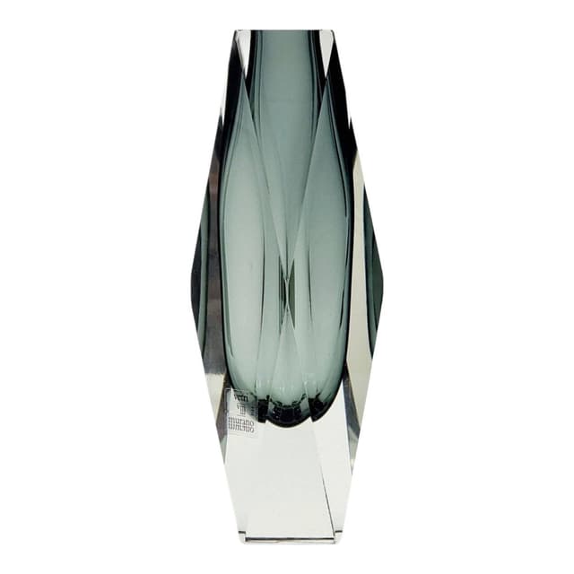 Vase Sommerso, grey transparent, glass crystal, by F. Poli, Italy, 1960s. - DIMENSION