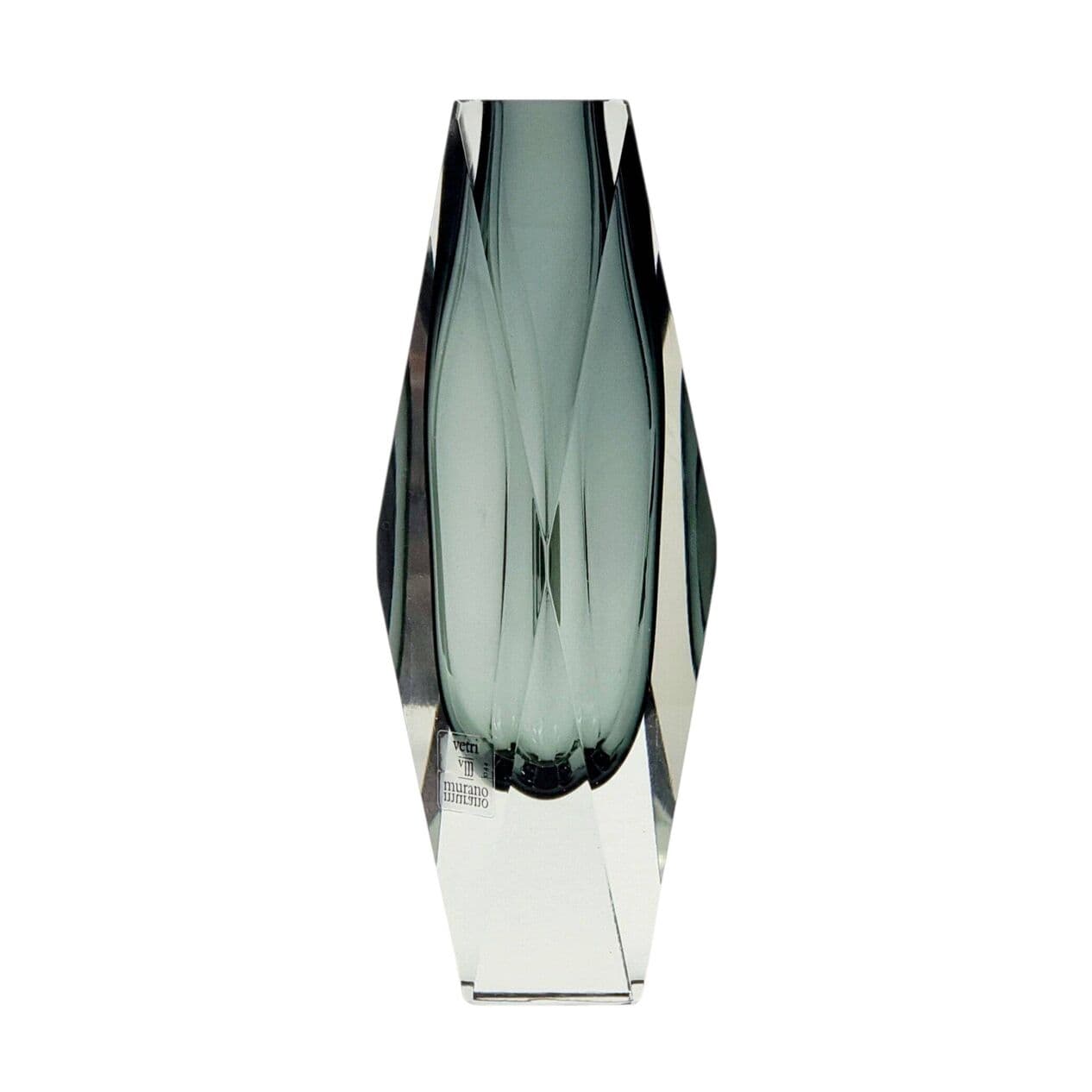 Vase Sommerso, grey transparent, glass crystal, by F. Poli, Italy, 1960s. - 295784