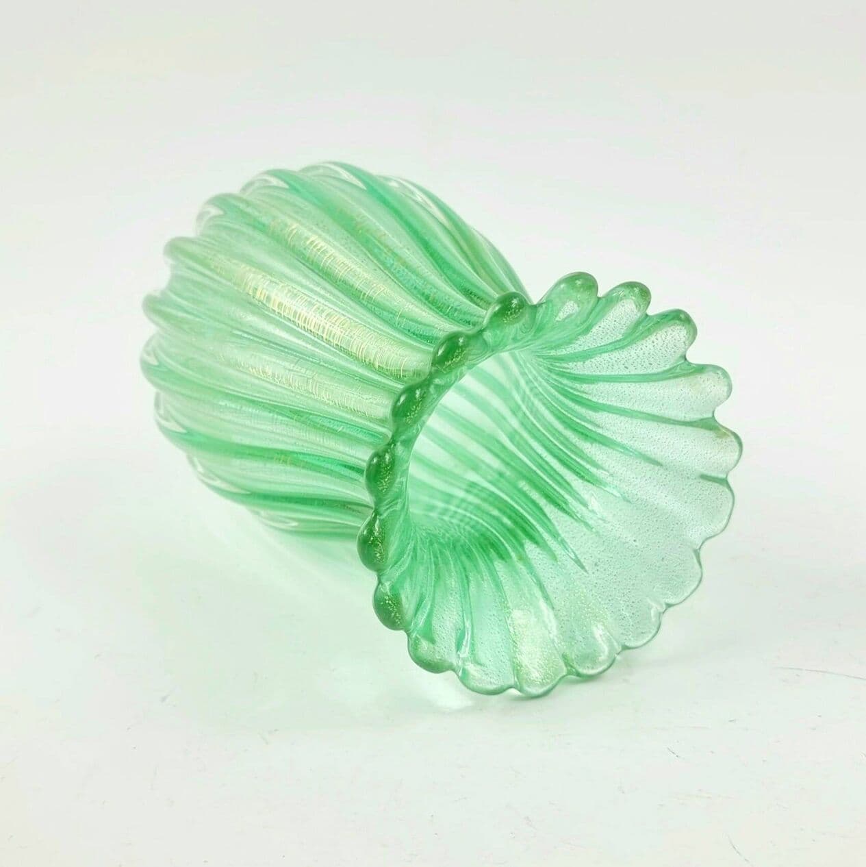 Ribbed vase, green and gold glass, by A. Seguso, Italy, 1950s - 295779