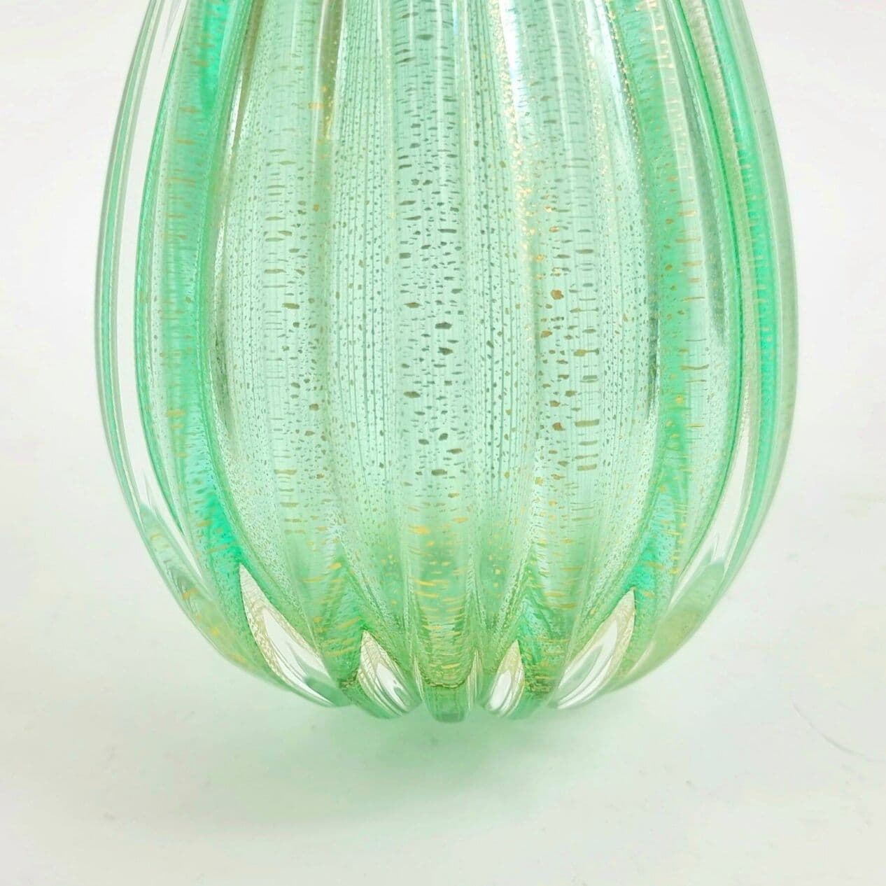 Ribbed vase, green and gold glass, by A. Seguso, Italy, 1950s - 295777
