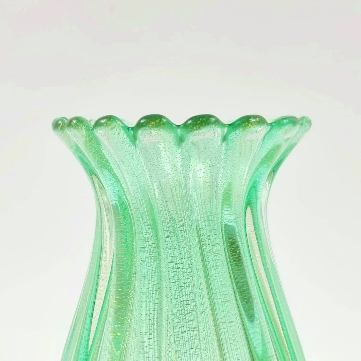 Ribbed vase, green and gold glass, by A. Seguso, Italy, 1950s - 295776