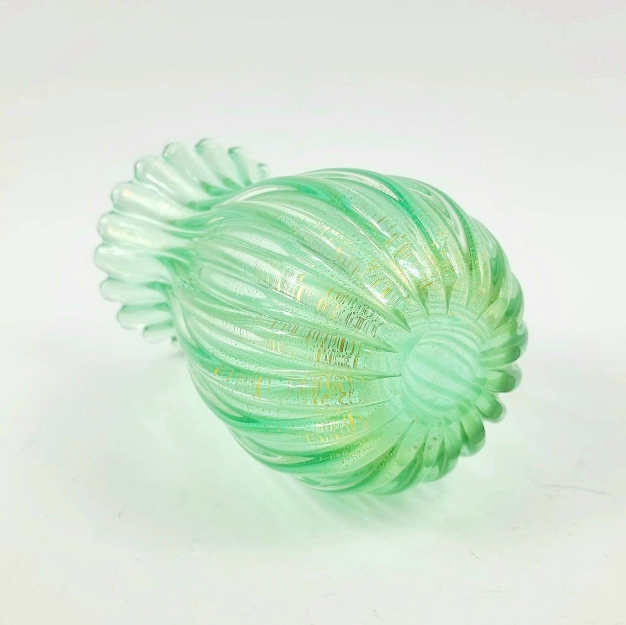 Ribbed vase, green and gold glass, by A. Seguso, Italy, 1950s - 295780