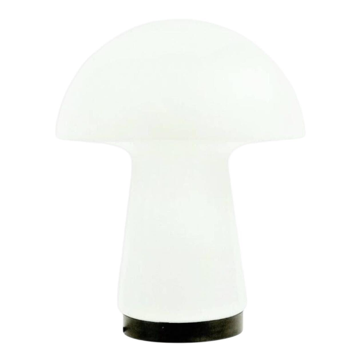 Lampa stołowa Space Age, szkło opalowe białe, podstawa czarna, Limburg, Niemcy, lata 60.