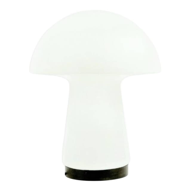 Lampa stołowa Space Age, szkło opalowe białe, podstawa czarna, Limburg, Niemcy, lata 60. - WYMIARY