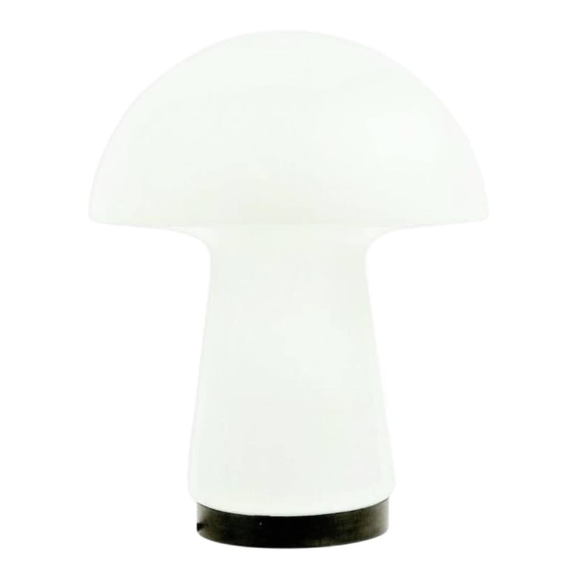 Lampa stołowa Space Age, szkło opalowe białe, podstawa czarna, Limburg, Niemcy, lata 60.