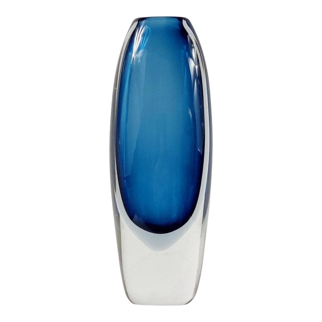Vase, sommerso, blue transparent grey glass, by V. Lindstrand, Sweden, 1960s.