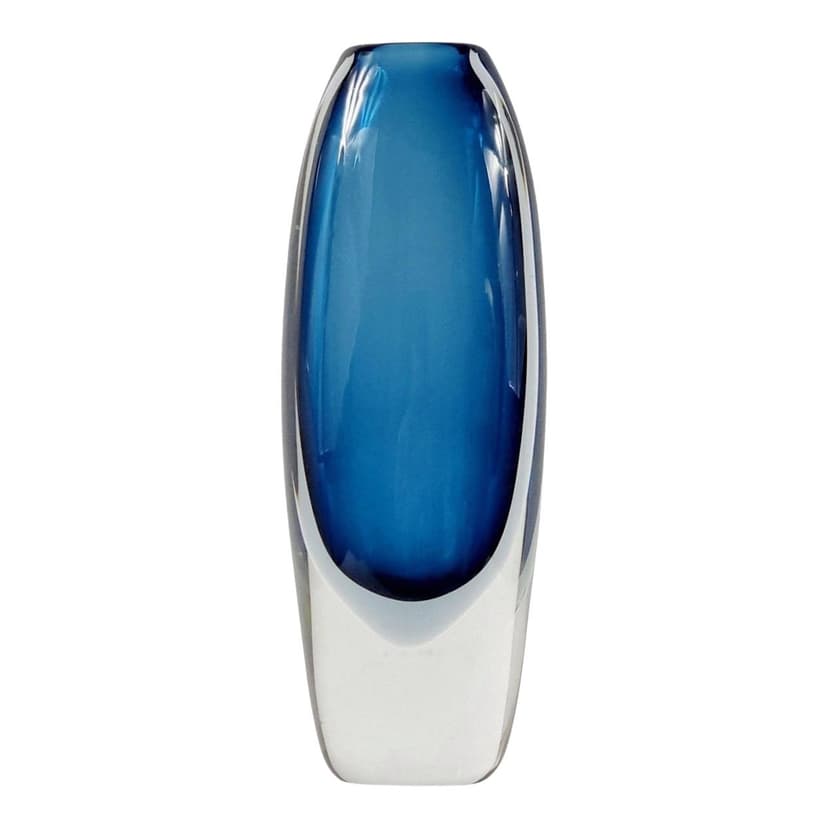 Vase, sommerso, blue transparent grey glass, by V. Lindstrand, Sweden, 1960s.