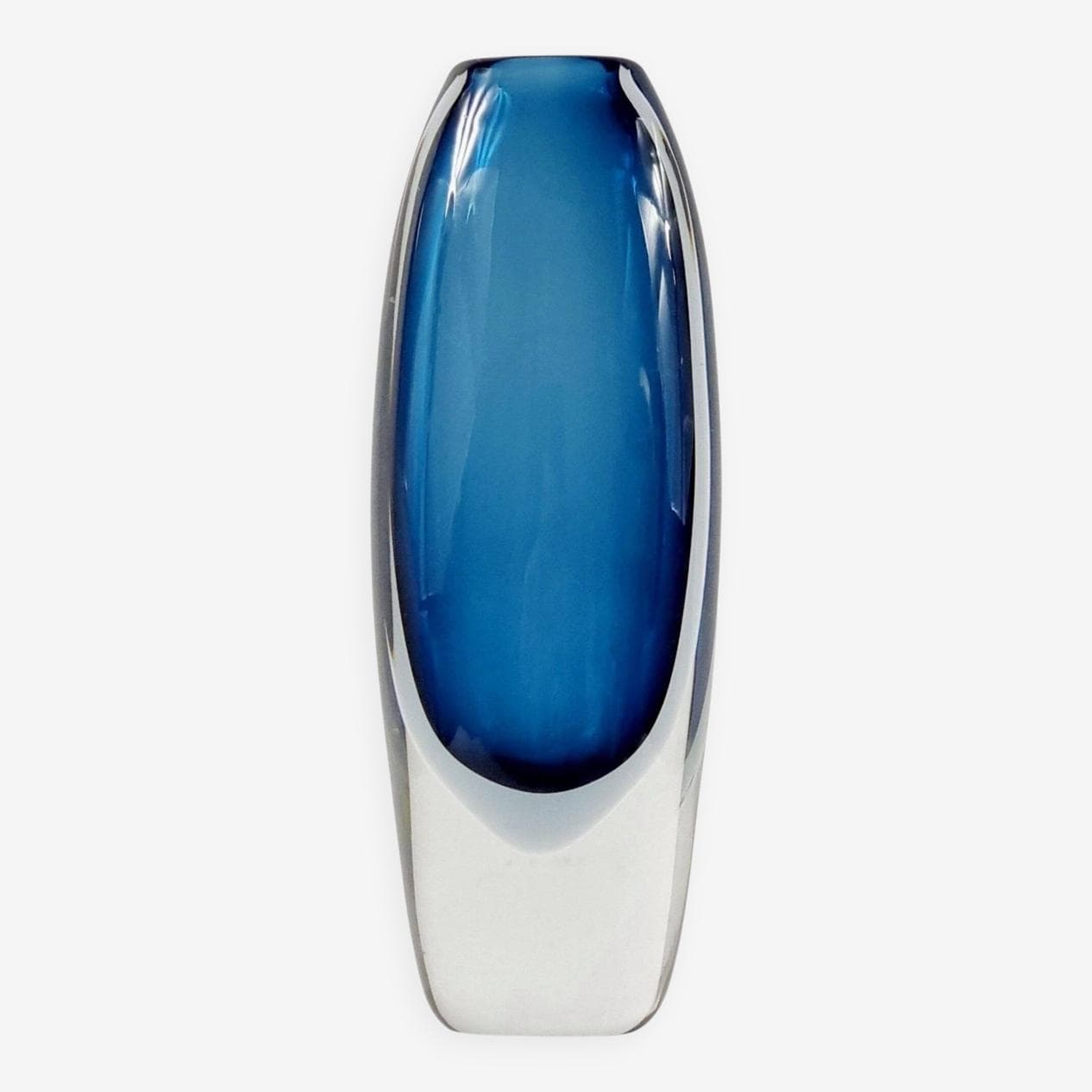 Vase, sommerso, blue transparent grey glass, by V. Lindstrand, Sweden, 1960s. - 295763