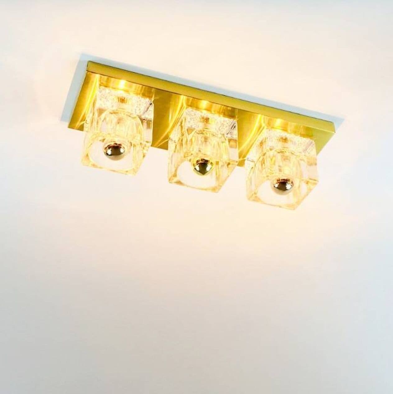 Wall light, transparent crystal, gold brass, Peill & Putzler, Germany, 1970s. - 295750