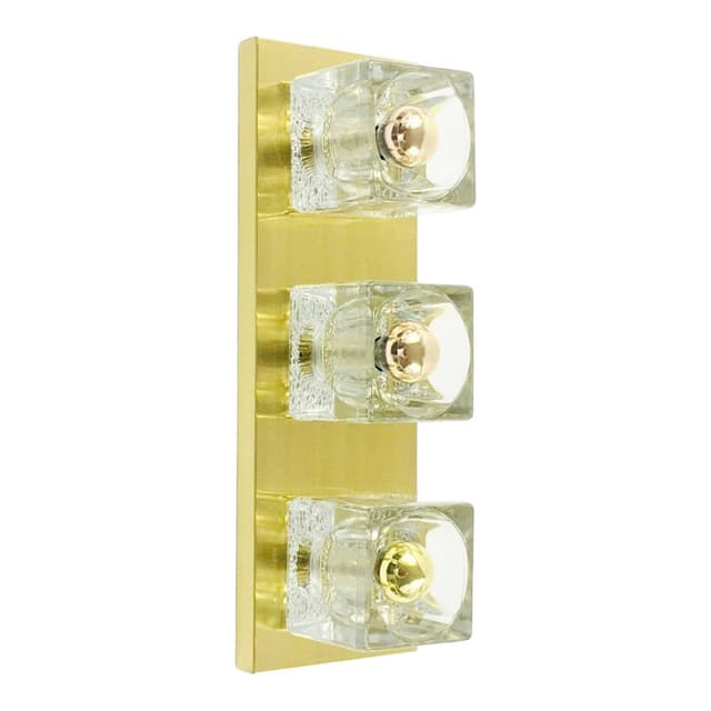 Wall light, transparent crystal, gold brass, Peill & Putzler, Germany, 1970s. - DIMENSION