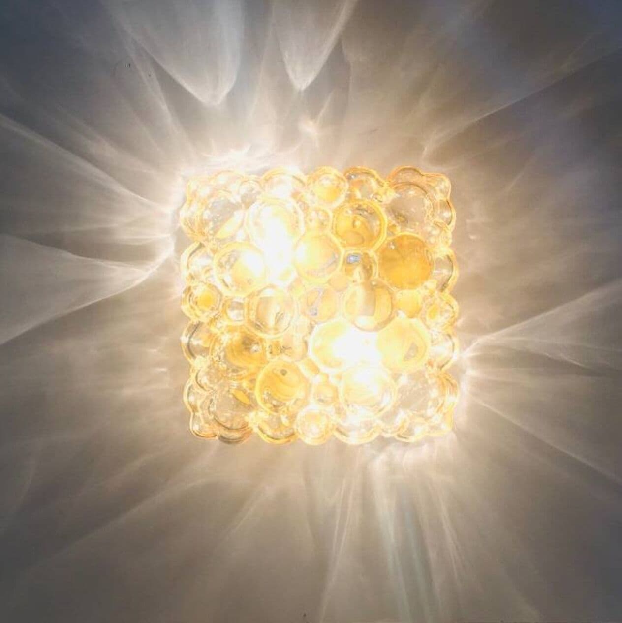 Lampa sufitowa Bubble, szkło złote, proj. H. Tynell, Limburg, Niemcy, lata 60. - 295742