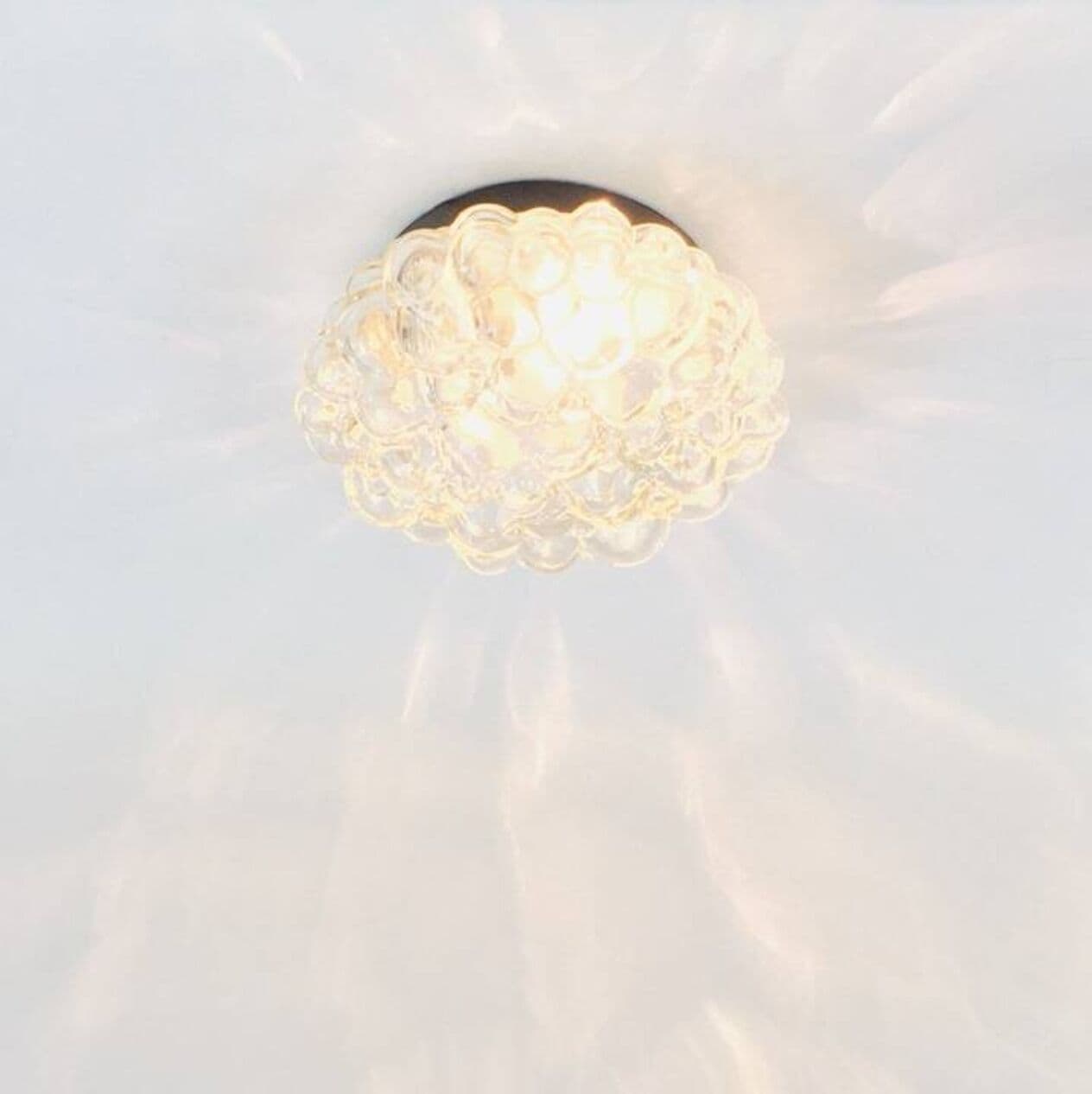 Lampa sufitowa Bubble, szkło przezroczyste, metal czarny, proj. H. Tynell, Limburg, Niemcy, lata 60. - 295703