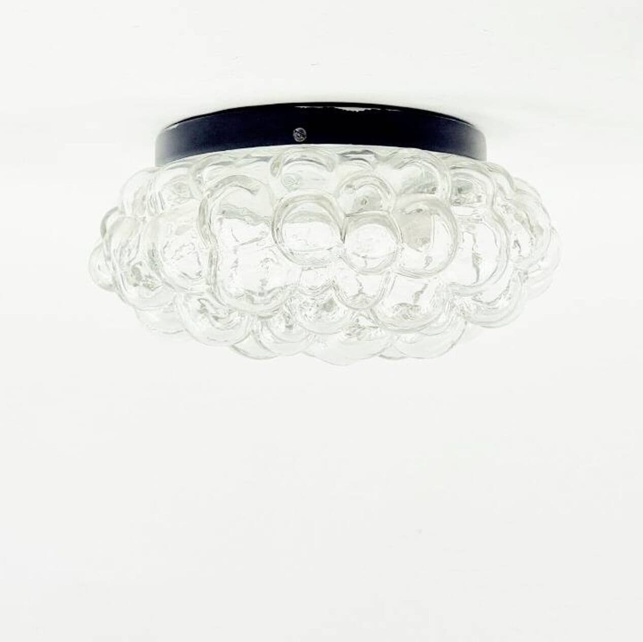 Lampa sufitowa Bubble, szkło przezroczyste, metal czarny, proj. H. Tynell, Limburg, Niemcy, lata 60. - 295705