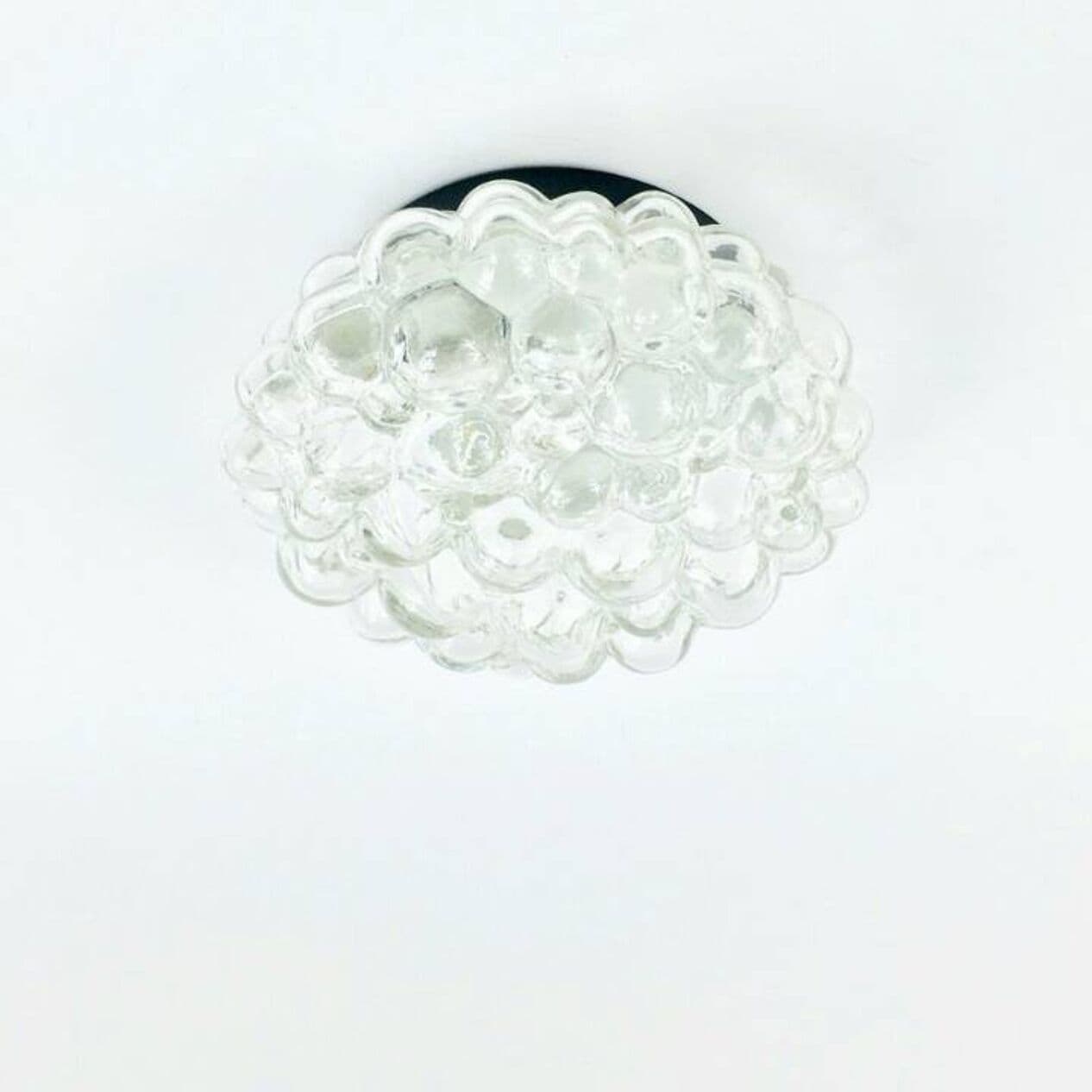 Lampa sufitowa Bubble, szkło przezroczyste, metal czarny, proj. H. Tynell, Limburg, Niemcy, lata 60. - 295702
