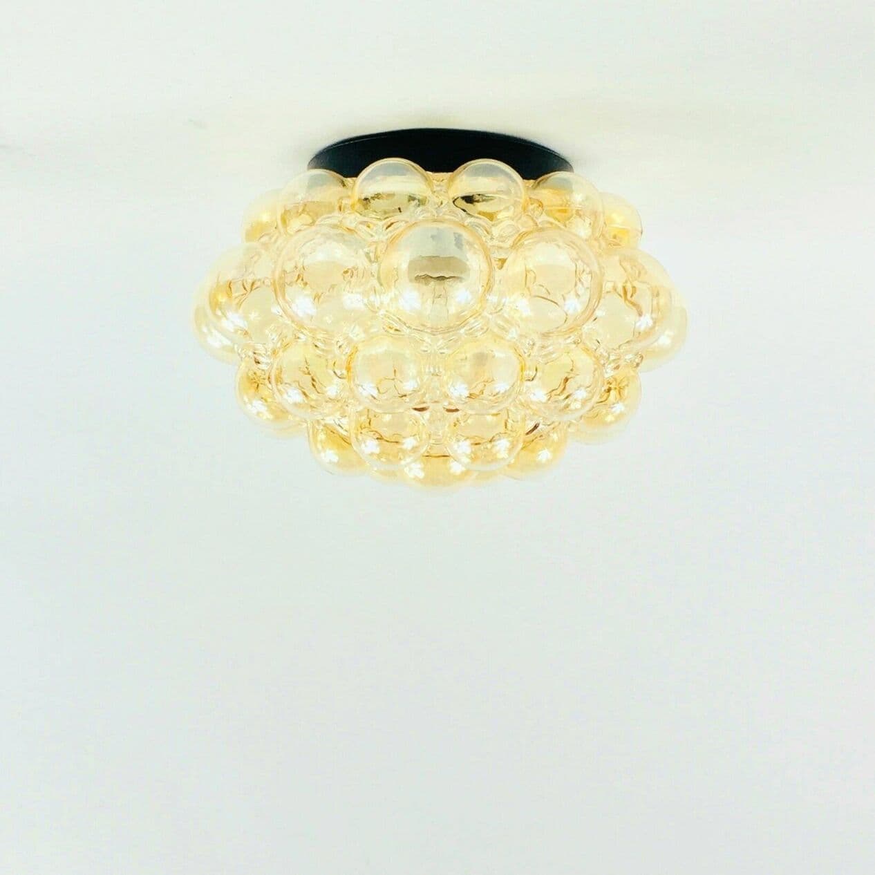 Lampa sufitowa Bubble, szkło złoty przezroczysty, metal czarny, proj. H. Tynell, Limburg, Niemcy, lata 70. - 295692