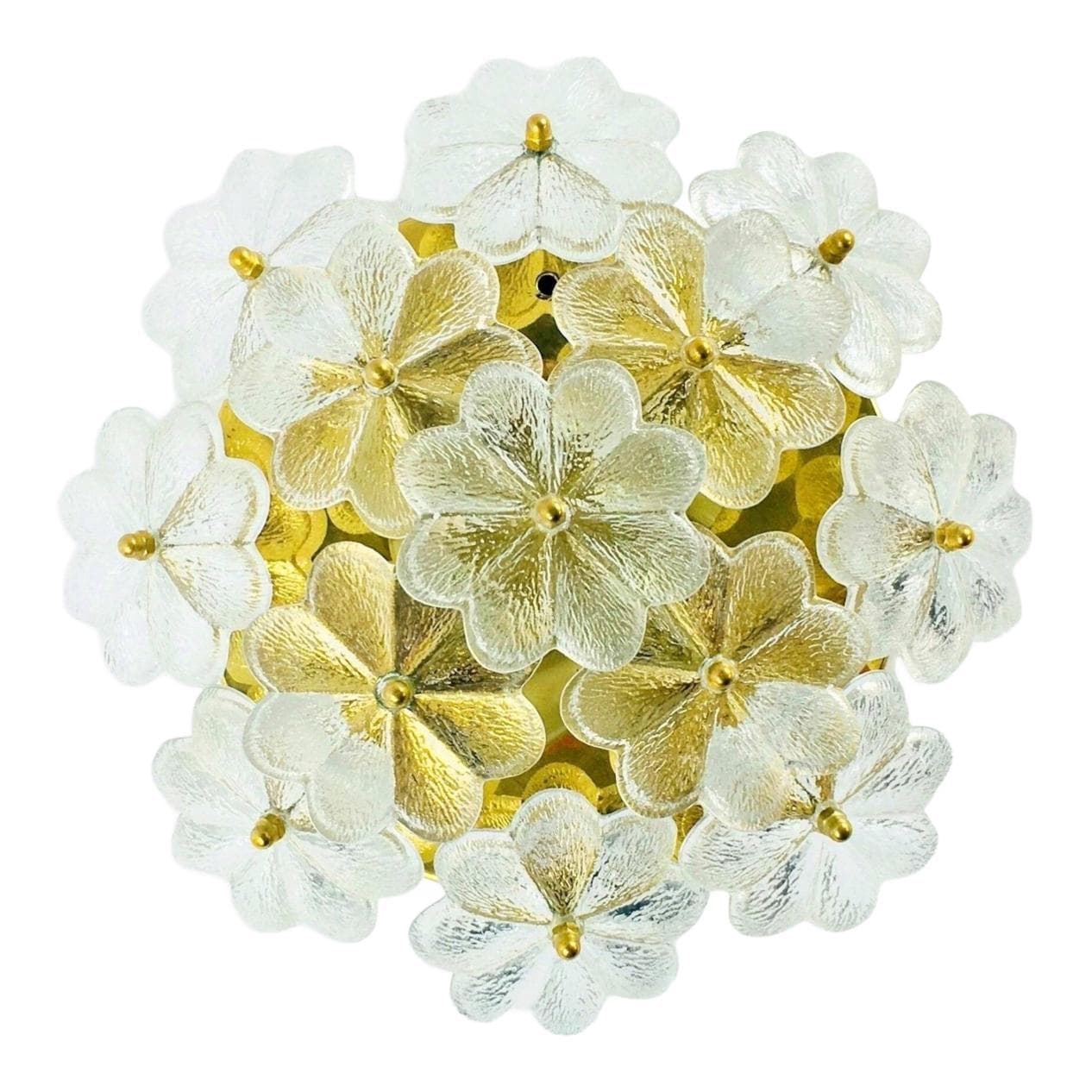 Plafon/lampa sufitowa, szkło Murano transparentne, mosiądz, Palwa, Niemcy, lata 60./70.
